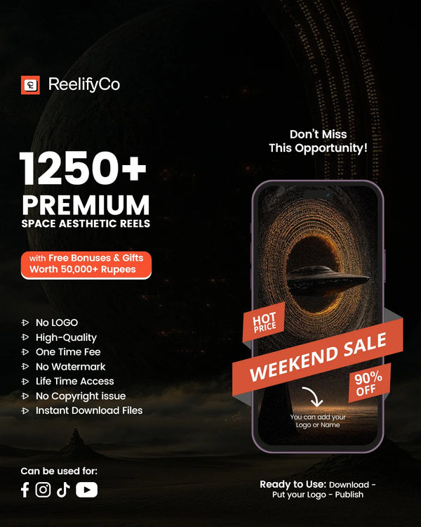 1250+ Premium Space Aesthetic Reels+ Free Canva Pro